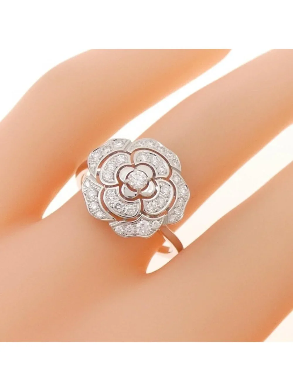 Chanel Camellia Ring White Gold
